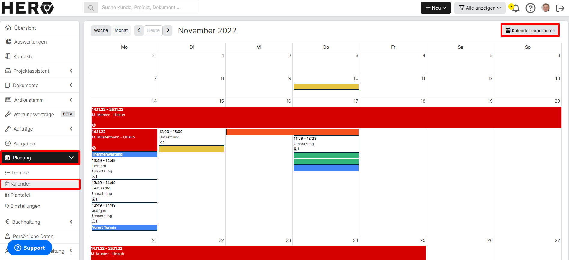 Kann ich meine Personalplanung aus HERO in einen anderen Kalender exportieren? – HERO Software Guide